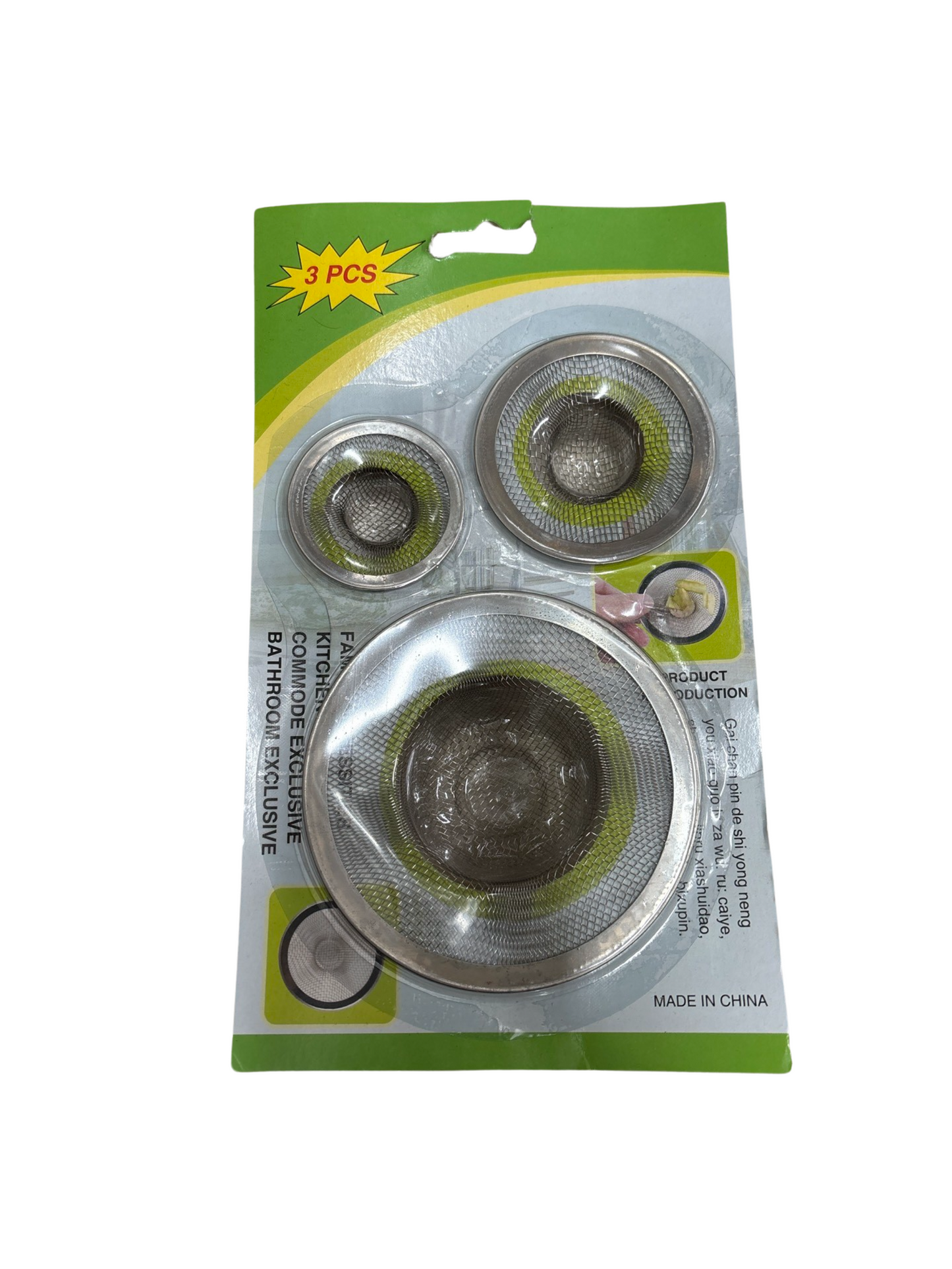 3pc deep sink strainer