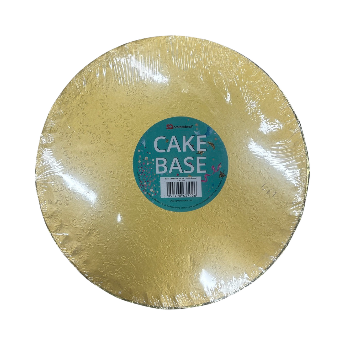 Cake base set 5pc gold round 1.2cm