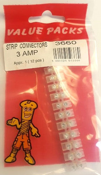 3 Amp 12pcs Strip Connector - 1/PK (Approx) (3660 - SC3)