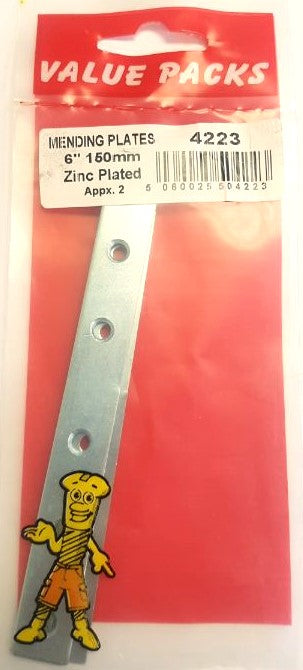 6'' 150mm Mending Plates Zinc - 2/PK (Approx) (4223 - ZMP600)
