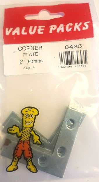 2'' 50mm Corner Plates Zinc - 4/PK (Approx) (8435 - CP50)