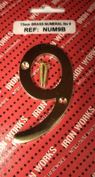 Brass Numeral - 9 (75mm) (NUM9B)