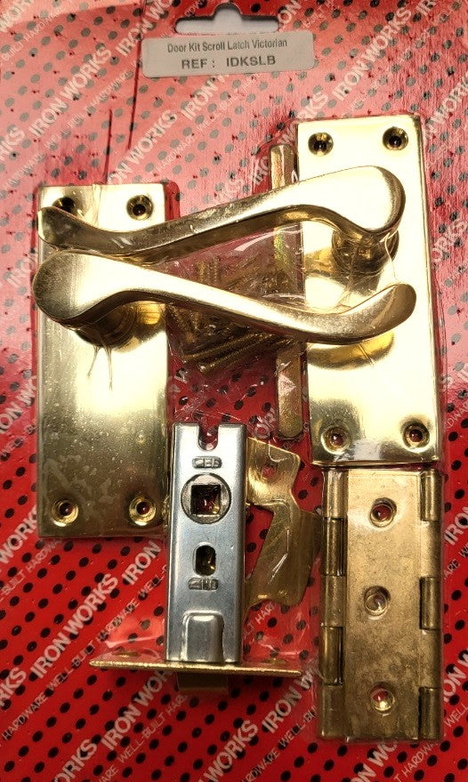 Door Kit Scroll Latch Victorian Brassed (IDKSLB)