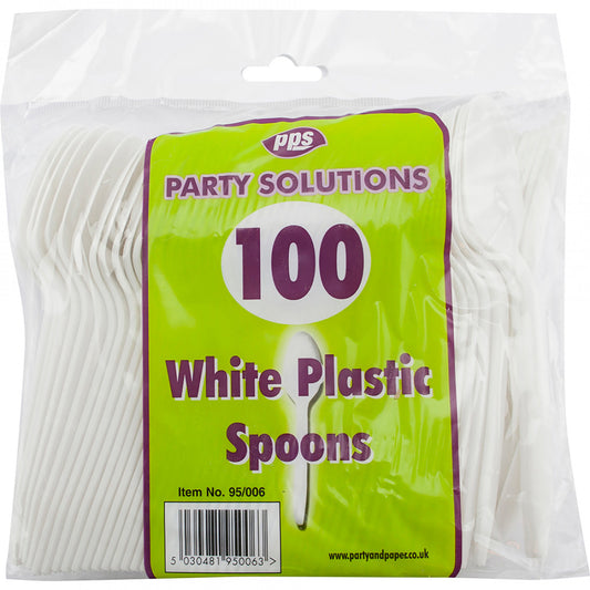 Cutlery Spoons Plastic White 100pcs/20