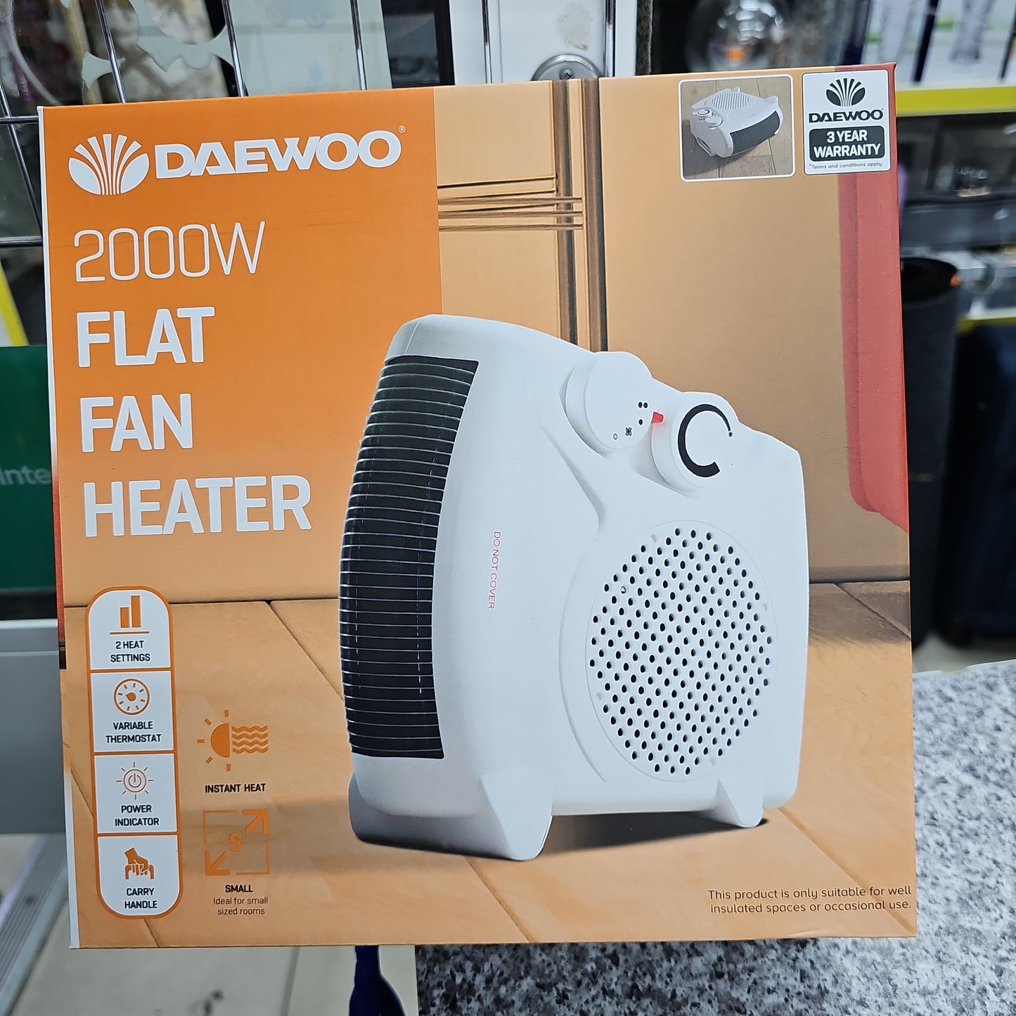 Daewoo 2000W Flat Fan Heather