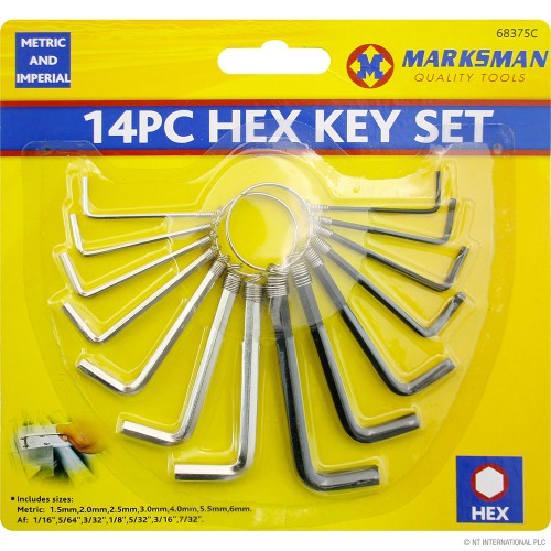 14pc Hex Key Set - Metric & Imperial