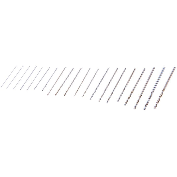 20 Piece high speed steel (HSS) micro drill bits (0.3mm - 1.6mm)