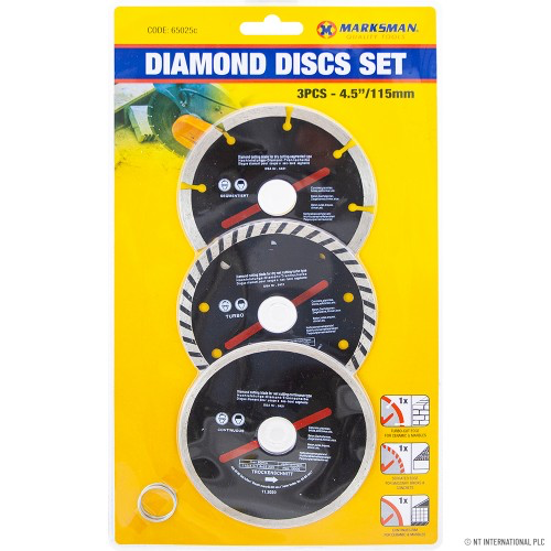 3pc 4.5" Diamond Cutting Blades - Black
