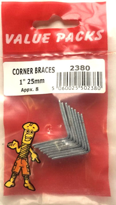 1'' 25mm Corner Brackets Zinc - 7/PK (Approx) (2380 - ZCB100)