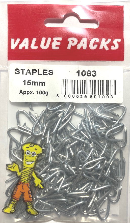 15mm Netting Staples Galvanised - 100g/PK (Approx) (1093 - NS15)