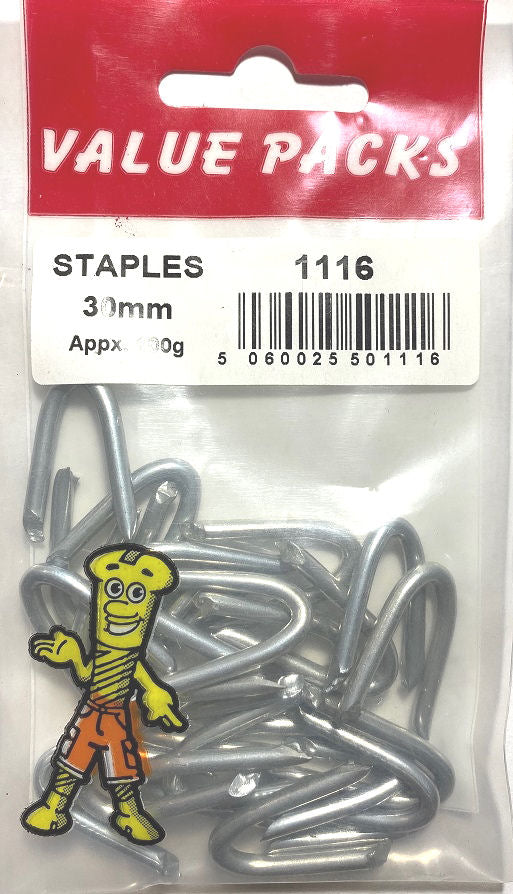 30mm Netting Staples Galvanised - 100g/PK (Approx) (1116 - NS30)