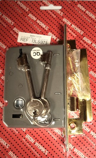 75mm 3 Lever Sash Lock Brass (I3LSB75)