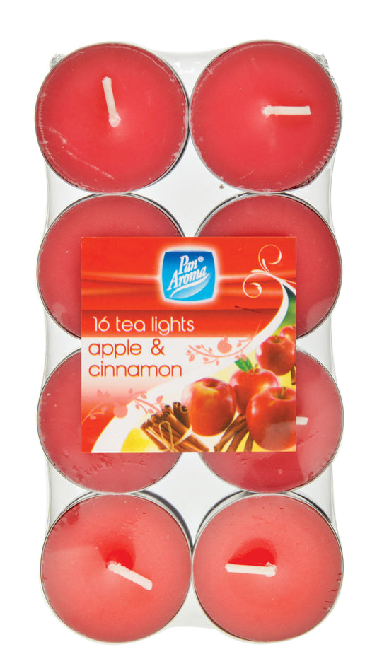 16 Pack Colour Tea-Lights - Apple & Cinnamon