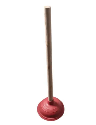 Large Rubber Plunger Heavy Duty with Long Wooden Stick Soft and Strong Grip Dia-14. X H-50 CM